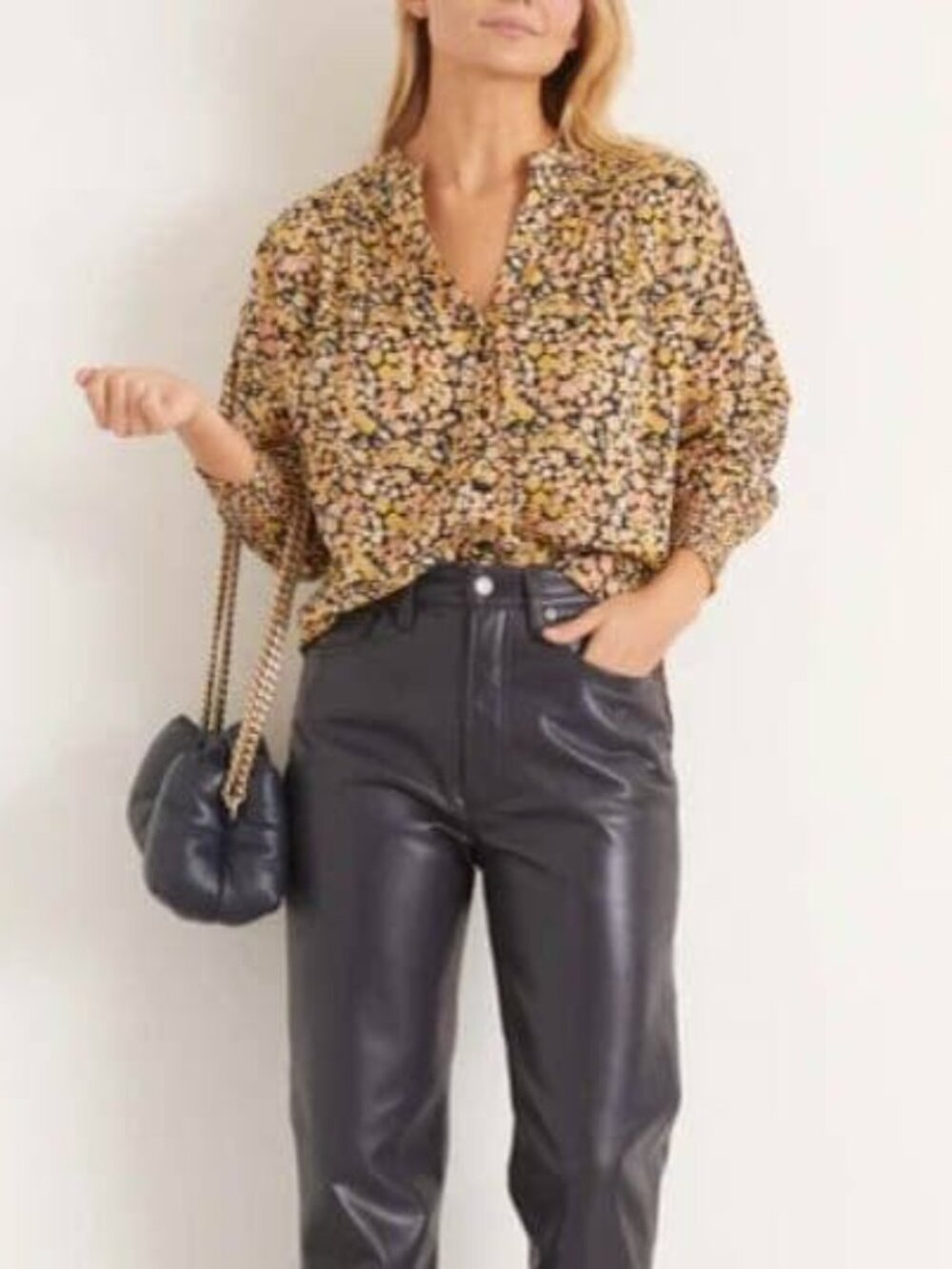APIECE APART Yerba Floral Button Up‎ Organic Cotton Blouse Size Small